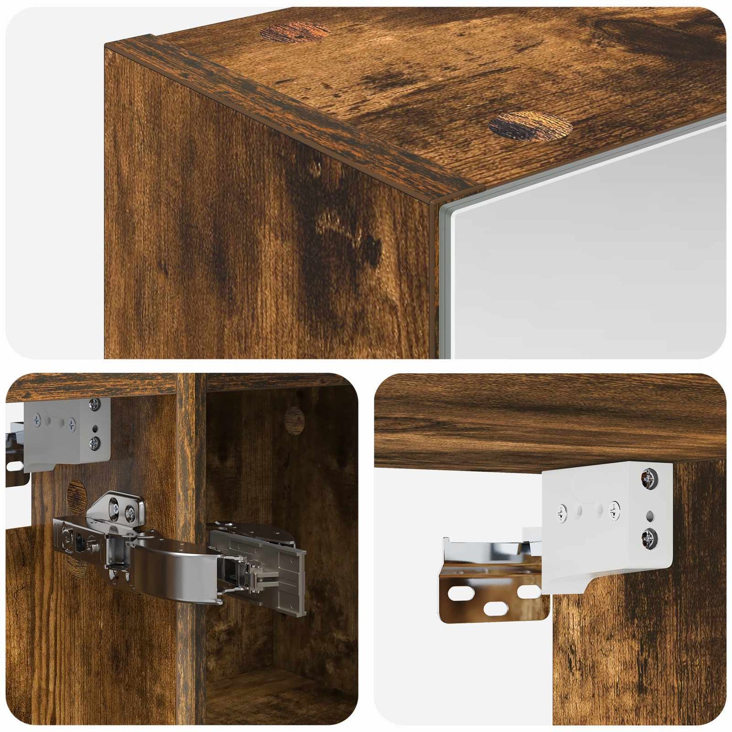 Bathroom Mirror Cabinet with Shelf Smoked Oak 60 x 14.5 x 70 cm