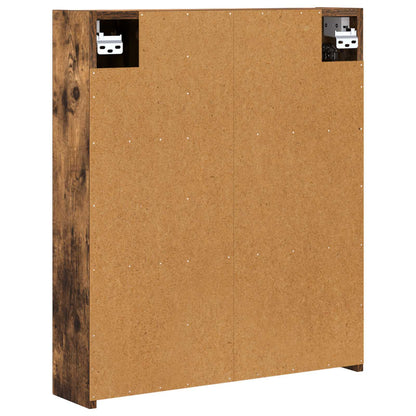 Bathroom Mirror Cabinet with Shelf Smoked Oak 60 x 14.5 x 70 cm