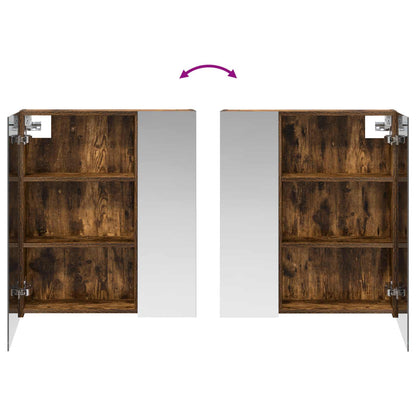 Bathroom Mirror Cabinet with Shelf Smoked Oak 60 x 14.5 x 70 cm