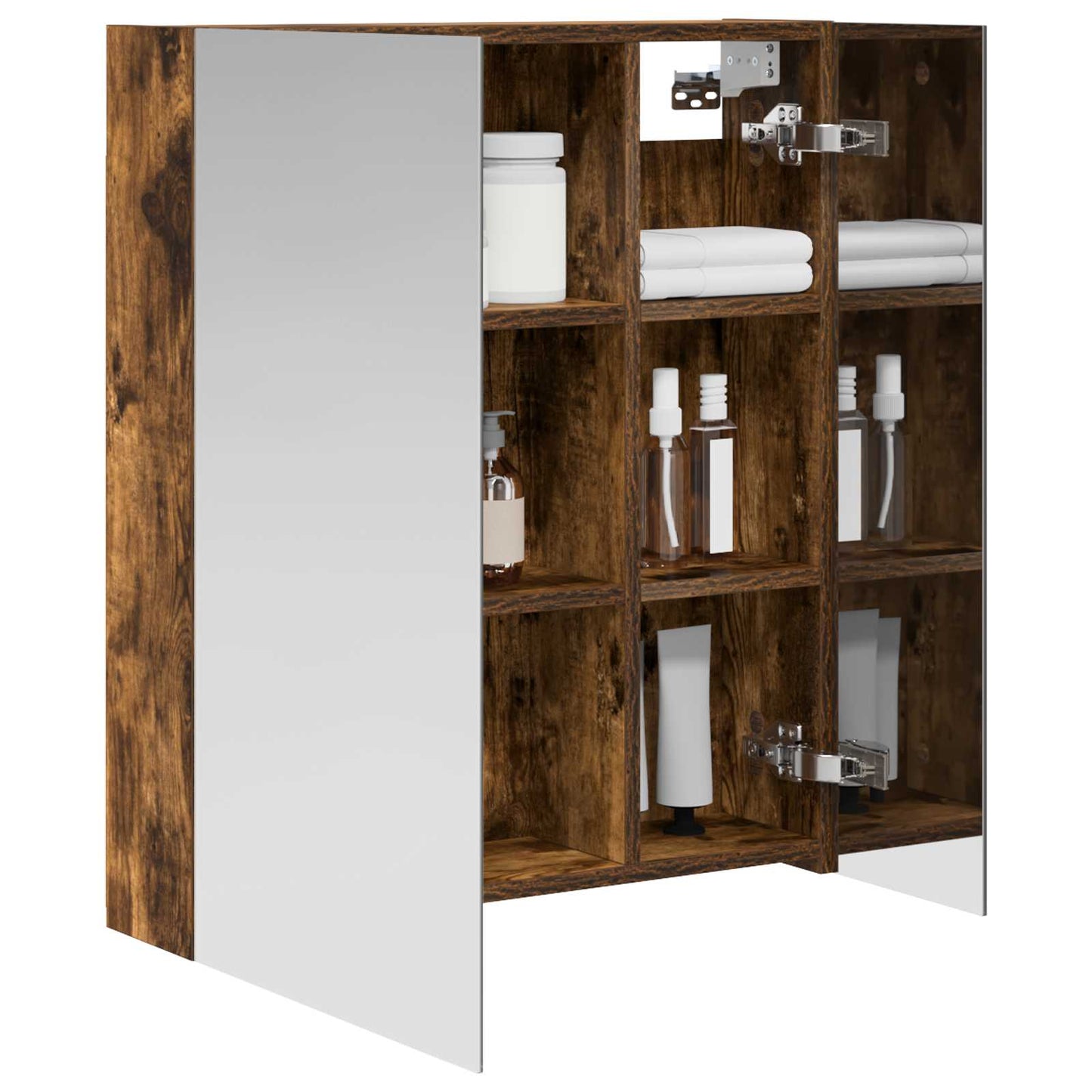 Bathroom Mirror Cabinet with Shelf Smoked Oak 60 x 14.5 x 70 cm
