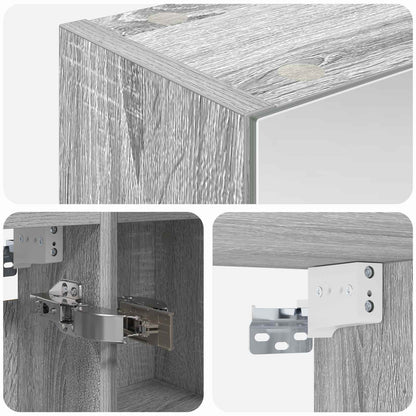 Bathroom Mirror Cabinet with Door Grey Sonoma 60 x 14.5 x 70 cm