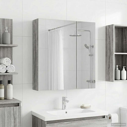 Bathroom Mirror Cabinet with Door Grey Sonoma 60 x 14.5 x 70 cm