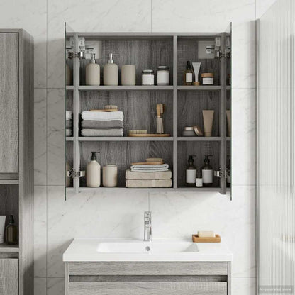 Bathroom Mirror Cabinet with Door Grey Sonoma 60 x 14.5 x 70 cm