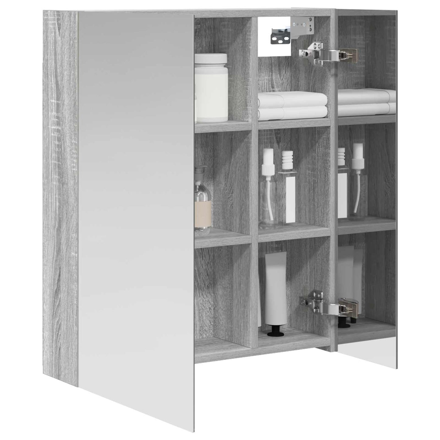 Bathroom Mirror Cabinet with Door Grey Sonoma 60 x 14.5 x 70 cm