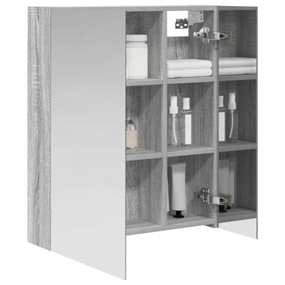 Bathroom Mirror Cabinet with Door Grey Sonoma 60 x 14.5 x 70 cm