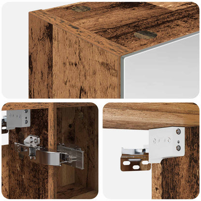 Bathroom Mirror Cabinet with Shelf Old Wood 60 x 14.5 x 70 cm