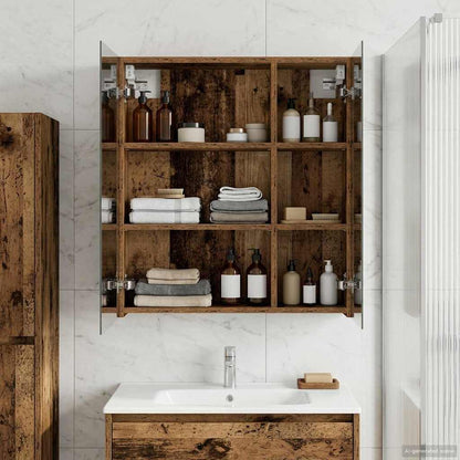 Bathroom Mirror Cabinet with Shelf Old Wood 60 x 14.5 x 70 cm