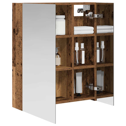 Bathroom Mirror Cabinet with Shelf Old Wood 60 x 14.5 x 70 cm