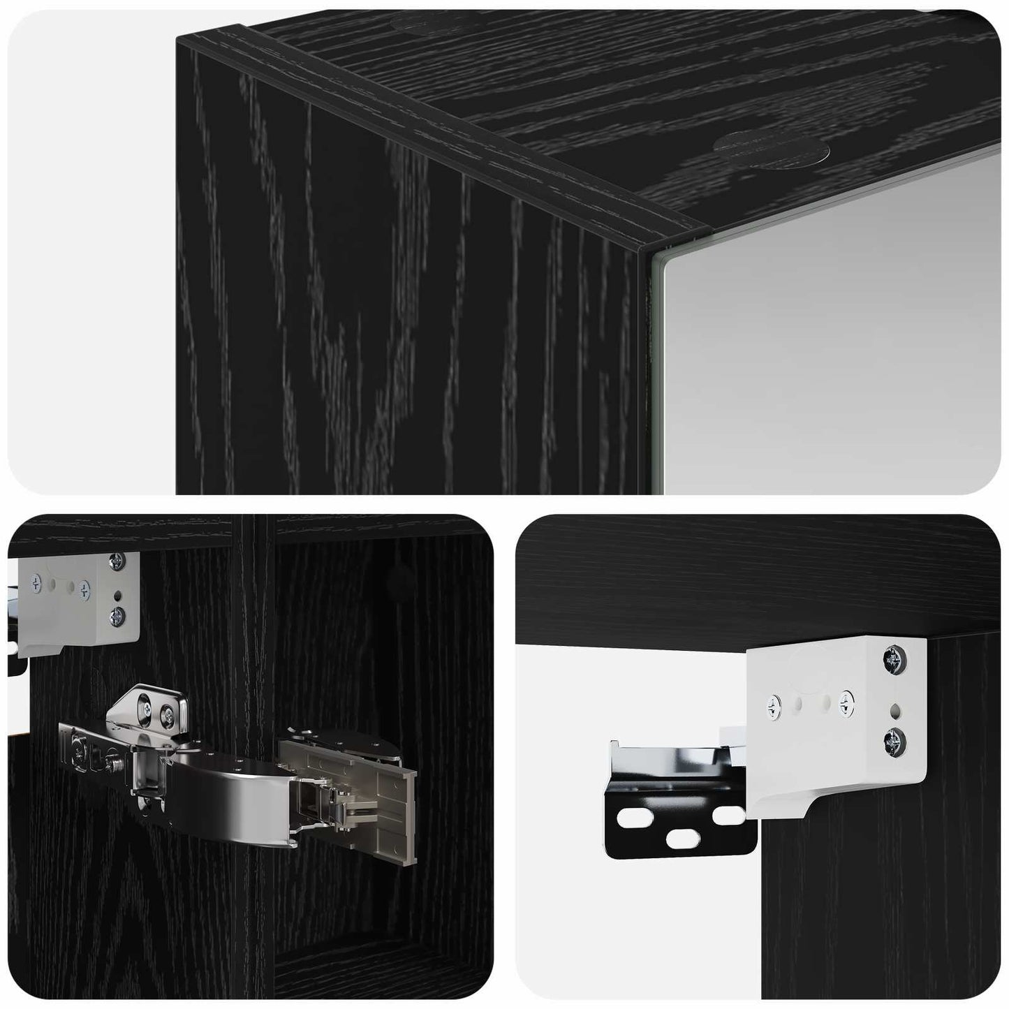 Bathroom Mirror Cabinet with Shelf Black Oak 60 x 14.5 x 70 cm