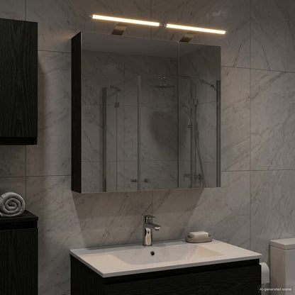 Bathroom Mirror Cabinet with Shelf Black Oak 60 x 14.5 x 70 cm