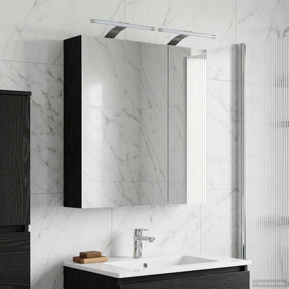 Bathroom Mirror Cabinet with Shelf Black Oak 60 x 14.5 x 70 cm
