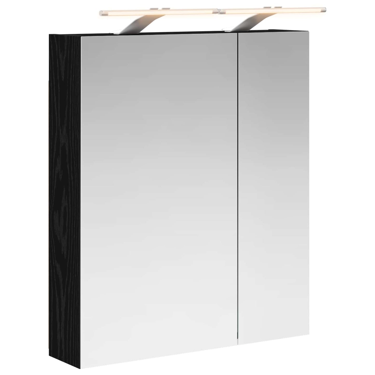 Bathroom Mirror Cabinet with Shelf Black Oak 60 x 14.5 x 70 cm