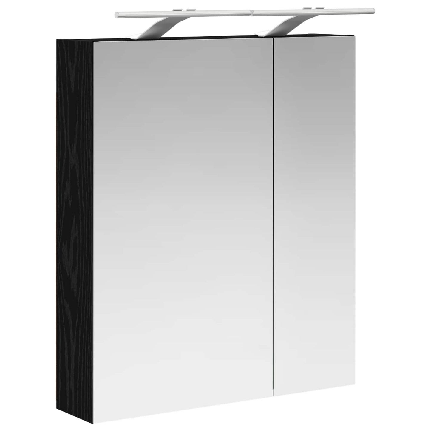 Bathroom Mirror Cabinet with Shelf Black Oak 60 x 14.5 x 70 cm