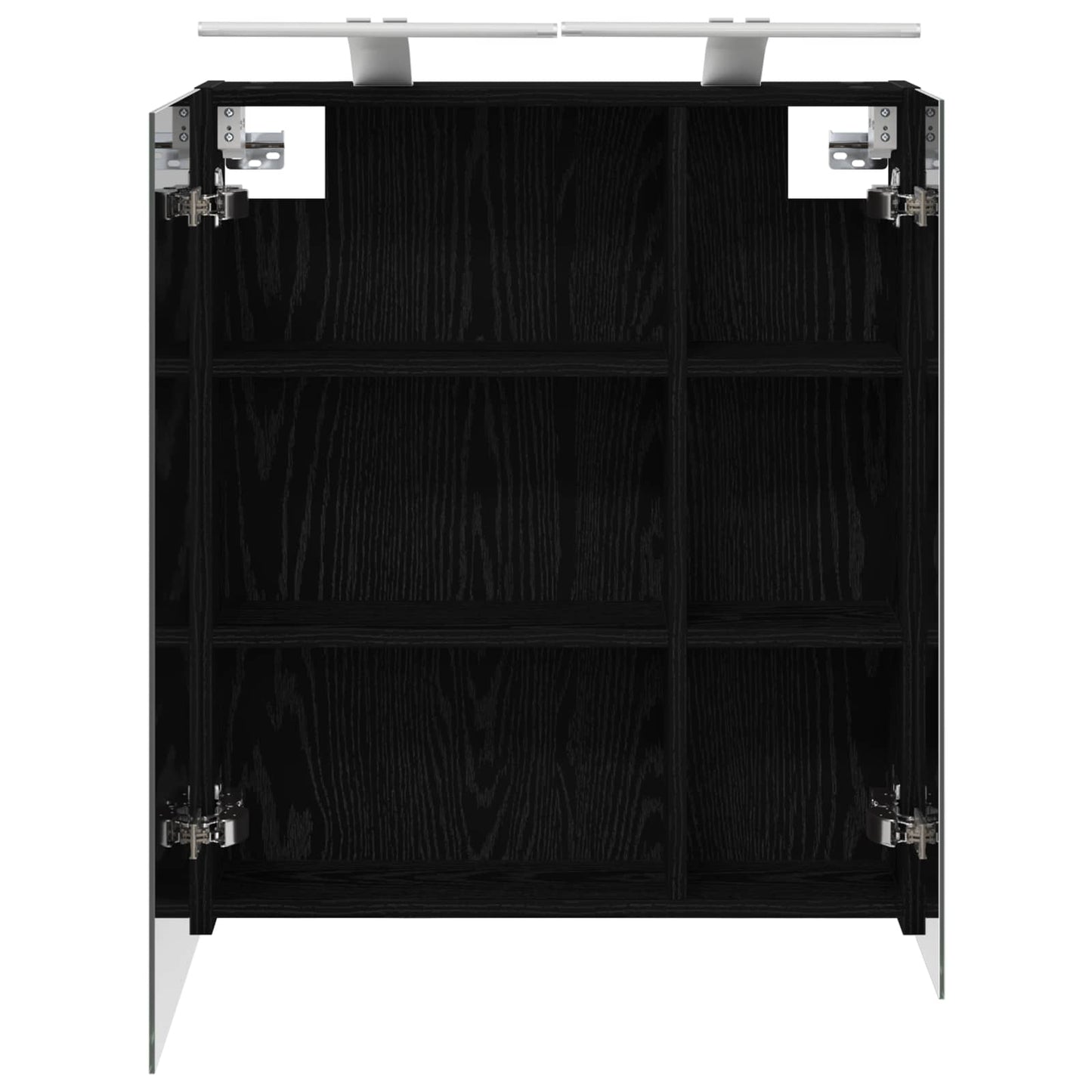 Bathroom Mirror Cabinet with Shelf Black Oak 60 x 14.5 x 70 cm