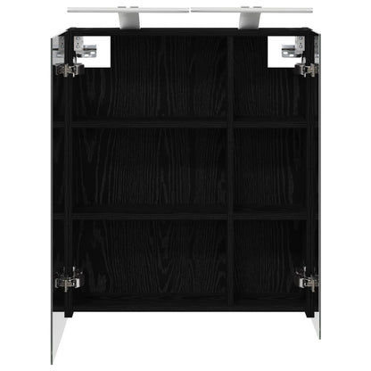 Bathroom Mirror Cabinet with Shelf Black Oak 60 x 14.5 x 70 cm