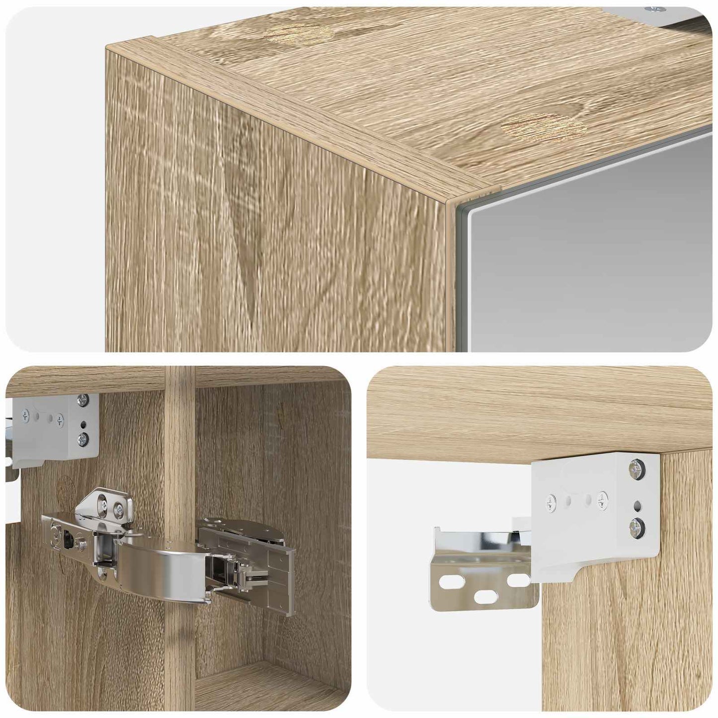 Bathroom Mirror Cabinet with Shelf Sonoma Oak 60 x 14.5 x 70 cm