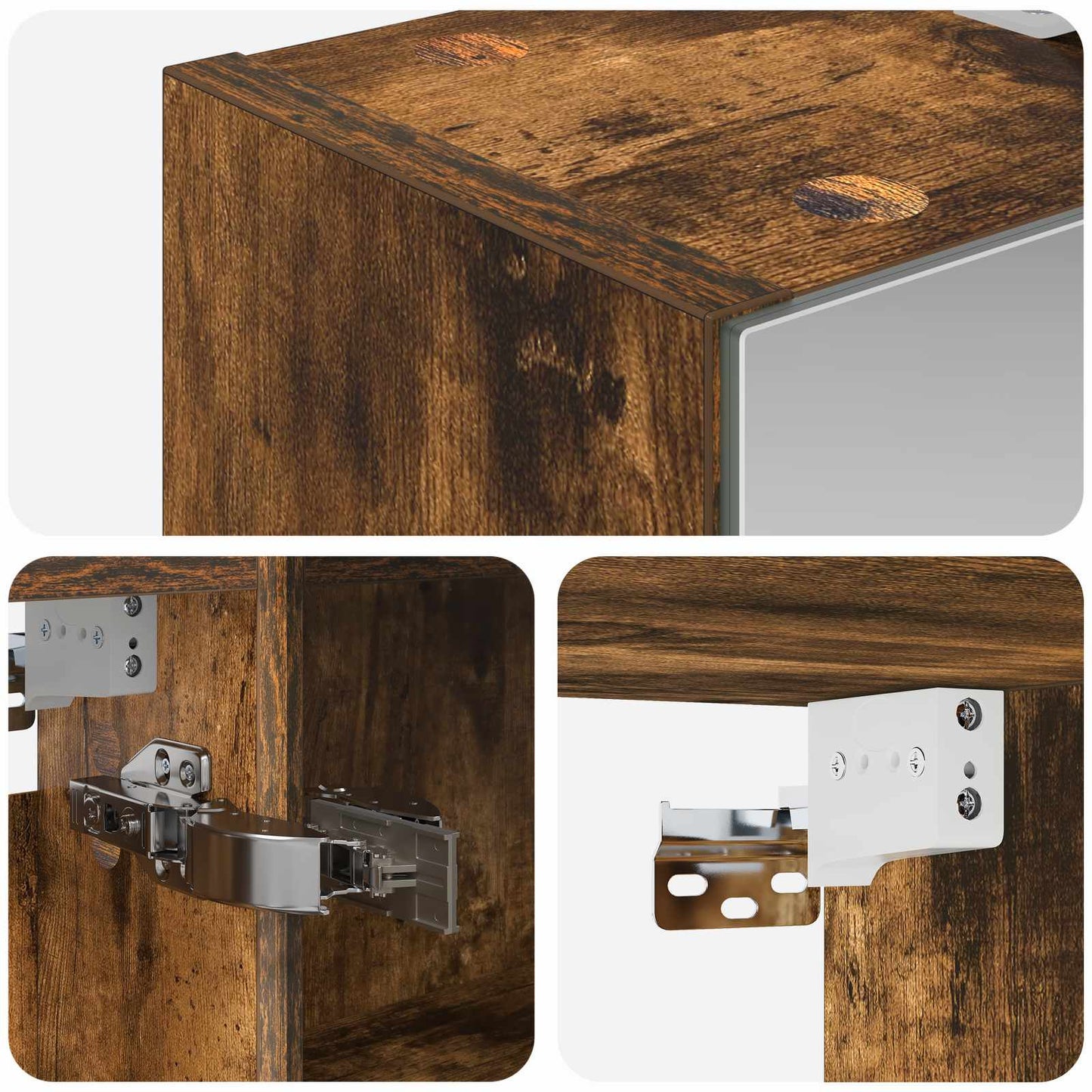 Bathroom Mirror Cabinet with Shelf Smoked Oak 60 x 14.5 x 70 cm