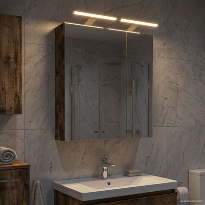 Bathroom Mirror Cabinet with Shelf Smoked Oak 60 x 14.5 x 70 cm