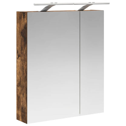 Bathroom Mirror Cabinet with Shelf Smoked Oak 60 x 14.5 x 70 cm