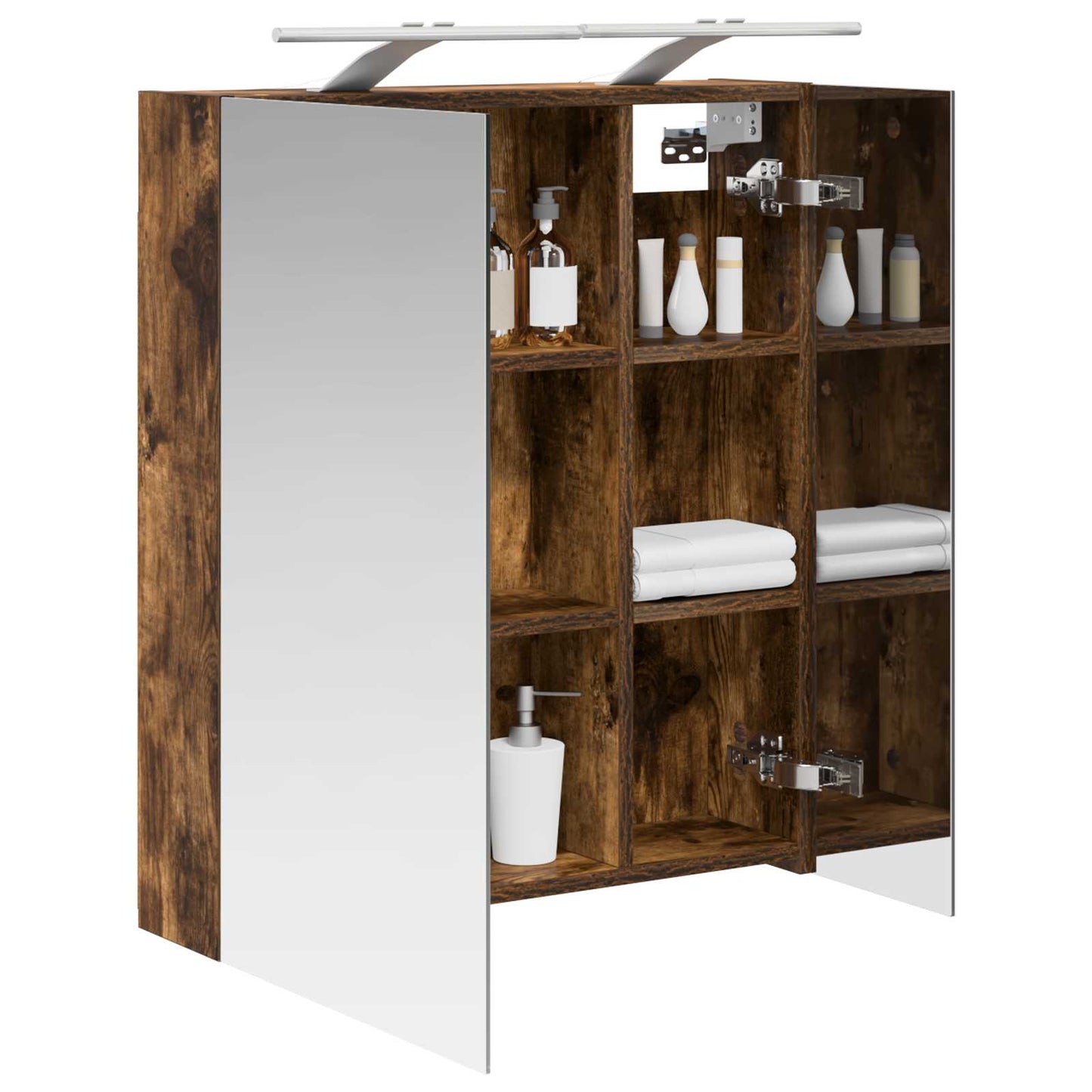 Bathroom Mirror Cabinet with Shelf Smoked Oak 60 x 14.5 x 70 cm