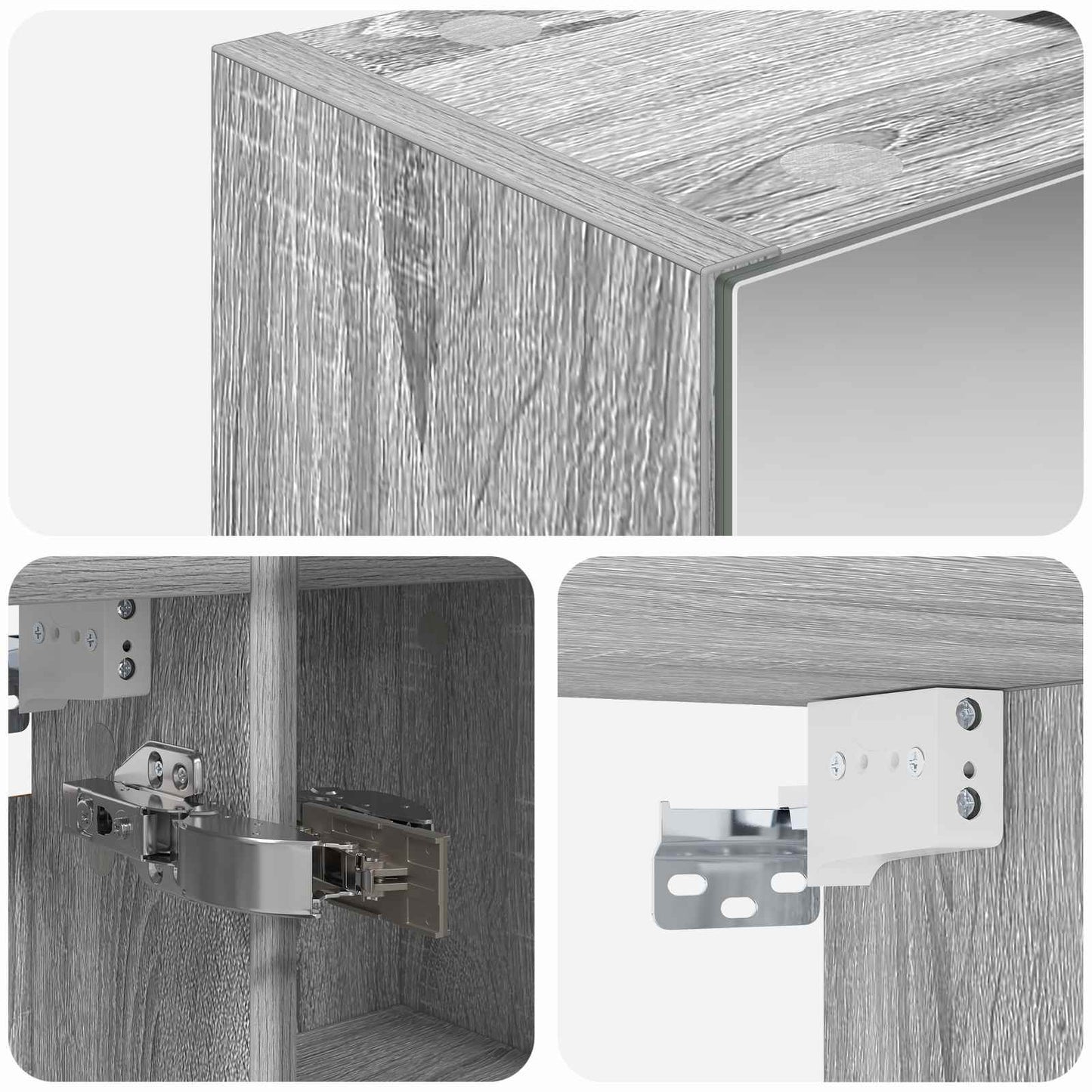 Bathroom Mirror Cabinet with Door Grey Sonoma 60 x 14.5 x 70 cm