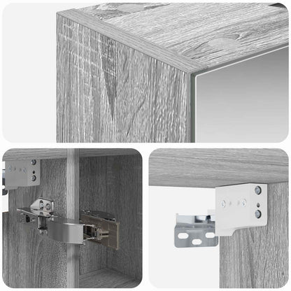 Bathroom Mirror Cabinet with Door Grey Sonoma 60 x 14.5 x 70 cm