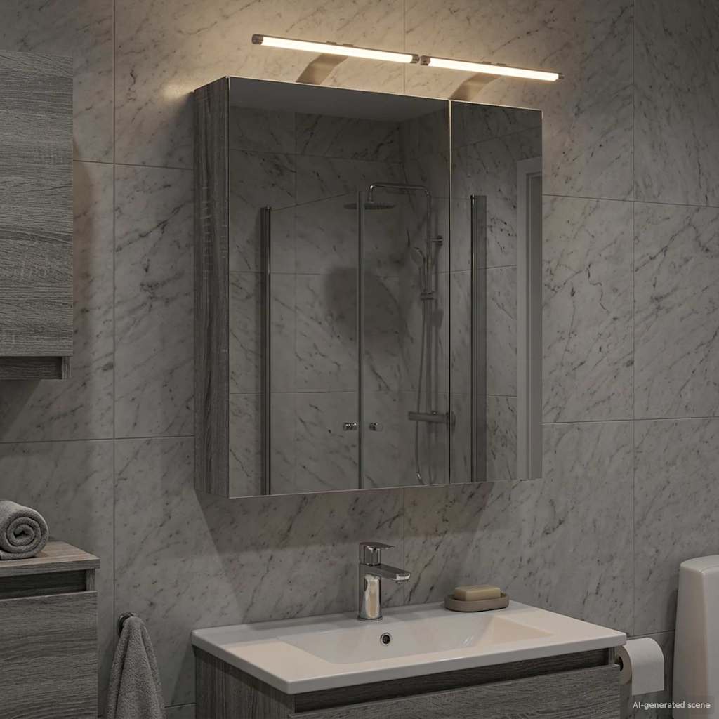 Bathroom Mirror Cabinet with Door Grey Sonoma 60 x 14.5 x 70 cm