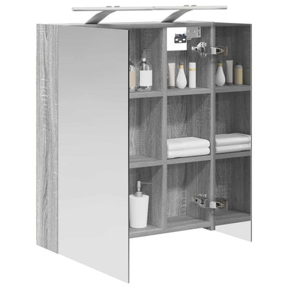 Bathroom Mirror Cabinet with Door Grey Sonoma 60 x 14.5 x 70 cm