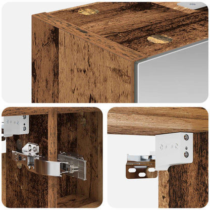 Bathroom Mirror Cabinet with Shelf Old Wood 60 x 14.5 x 70 cm