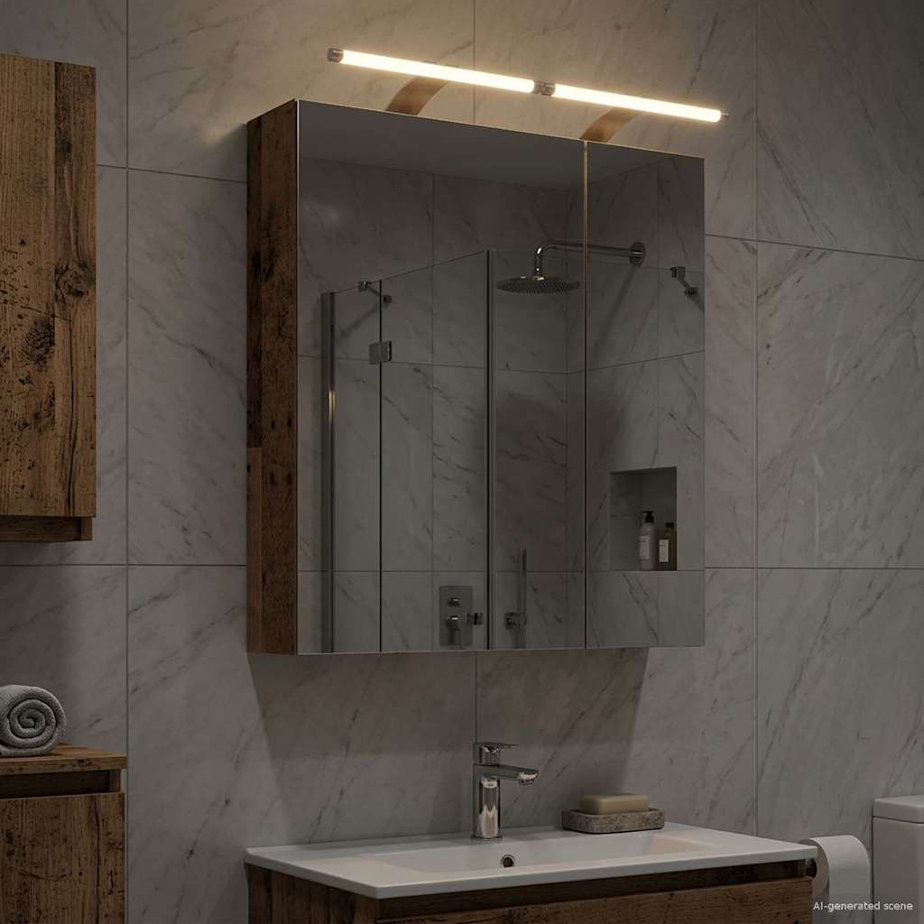 Bathroom Mirror Cabinet with Shelf Old Wood 60 x 14.5 x 70 cm