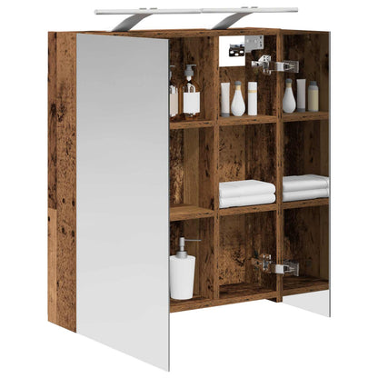 Bathroom Mirror Cabinet with Shelf Old Wood 60 x 14.5 x 70 cm