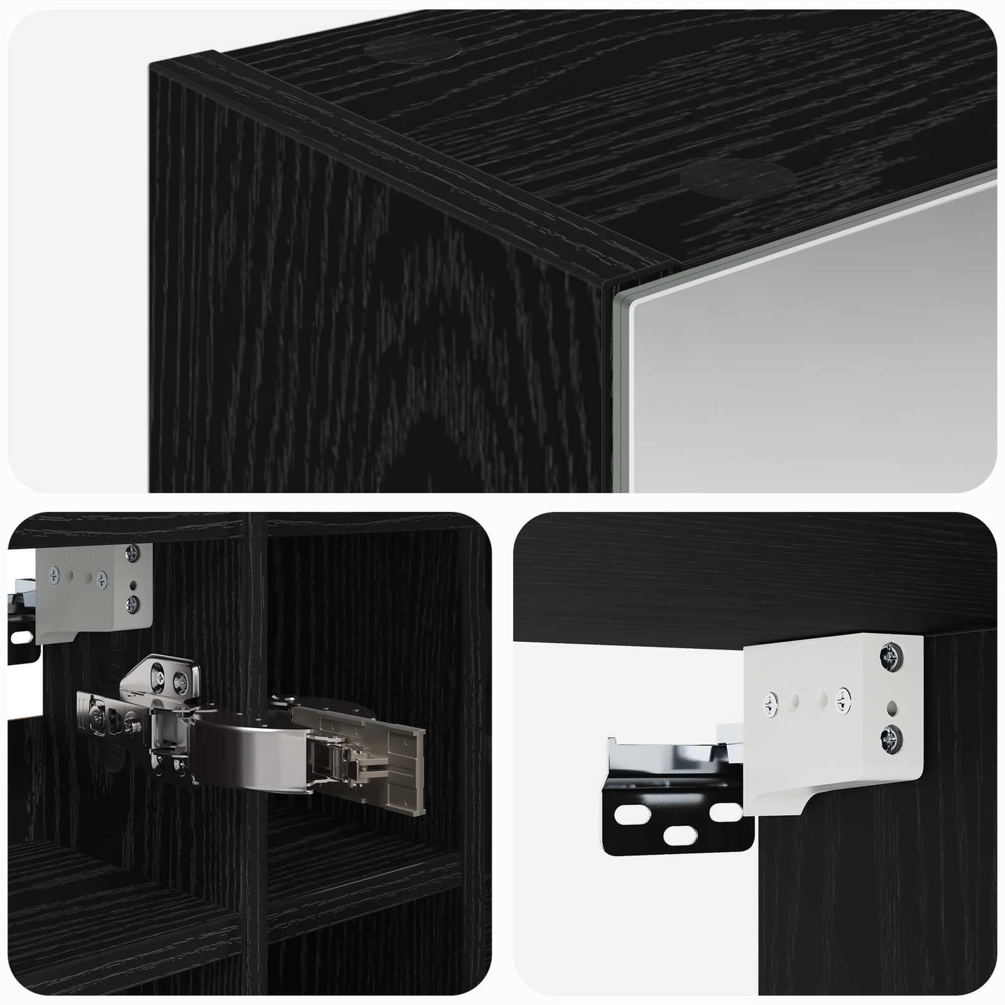 Bathroom Mirror Cabinet Black Oak 60 x 14.5 x 50 cm