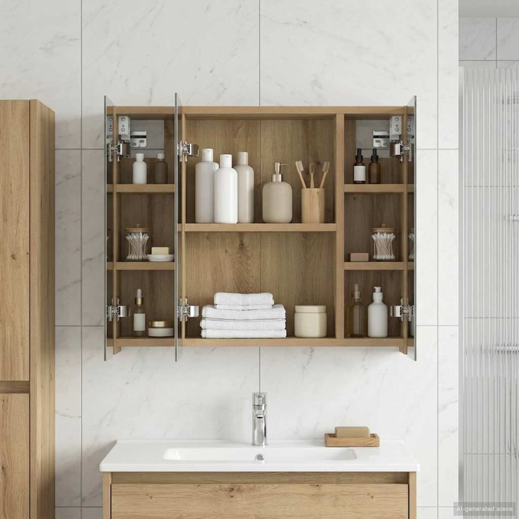 Bathroom Mirror Cabinet Artisian Oak 60 x 14.5 x 50 cm