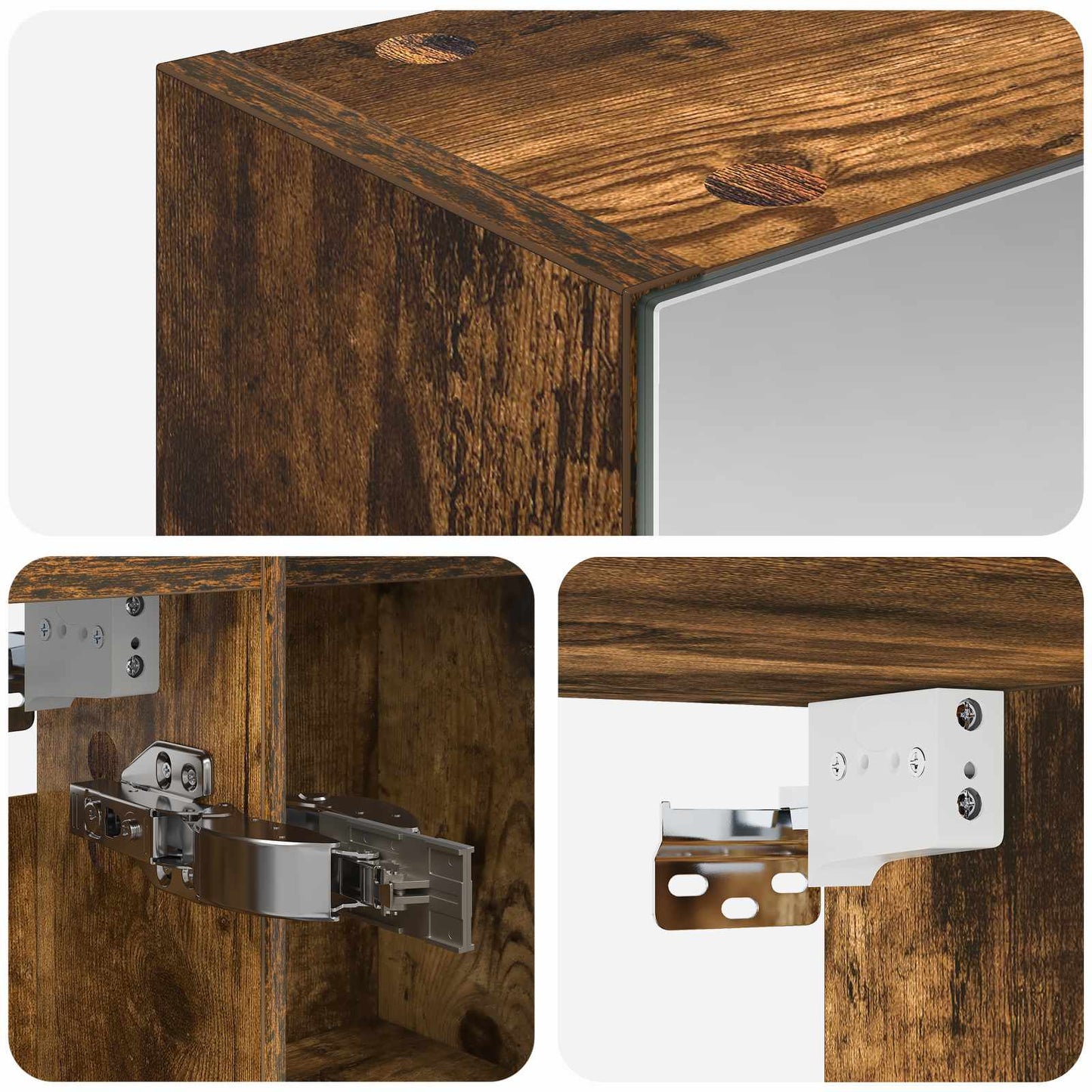 Bathroom Mirror Cabinet Smoked Oak 70 x 14.5 x 70 cm