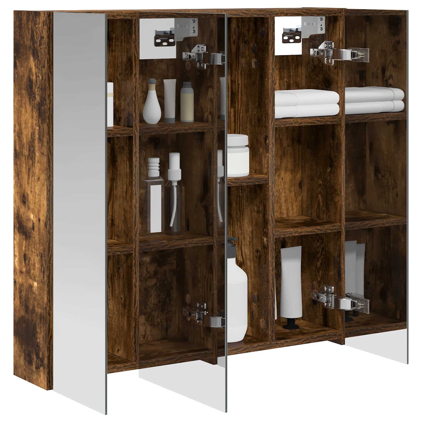 Bathroom Mirror Cabinet Smoked Oak 70 x 14.5 x 70 cm