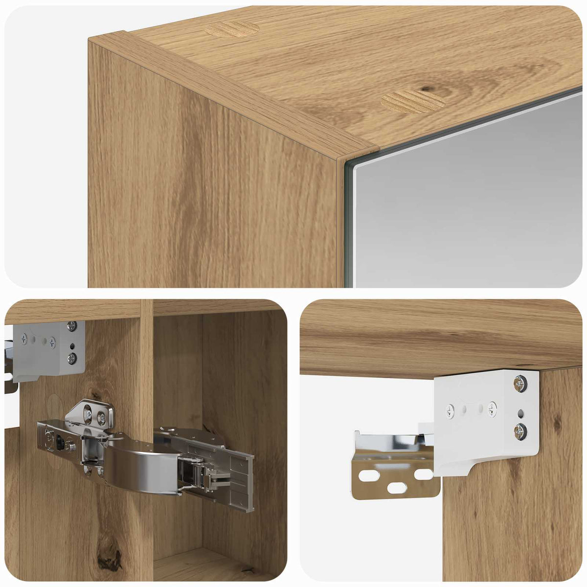 Bathroom Mirror Cabinet Artisan Oak 70 x 14.5 x 70 cm