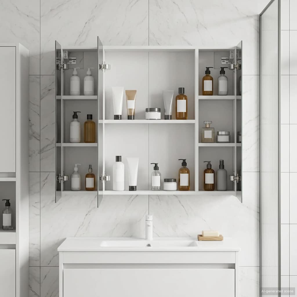 Bathroom Mirror Cabinet White 80 x 14.5 x 70 cm Engineered wood