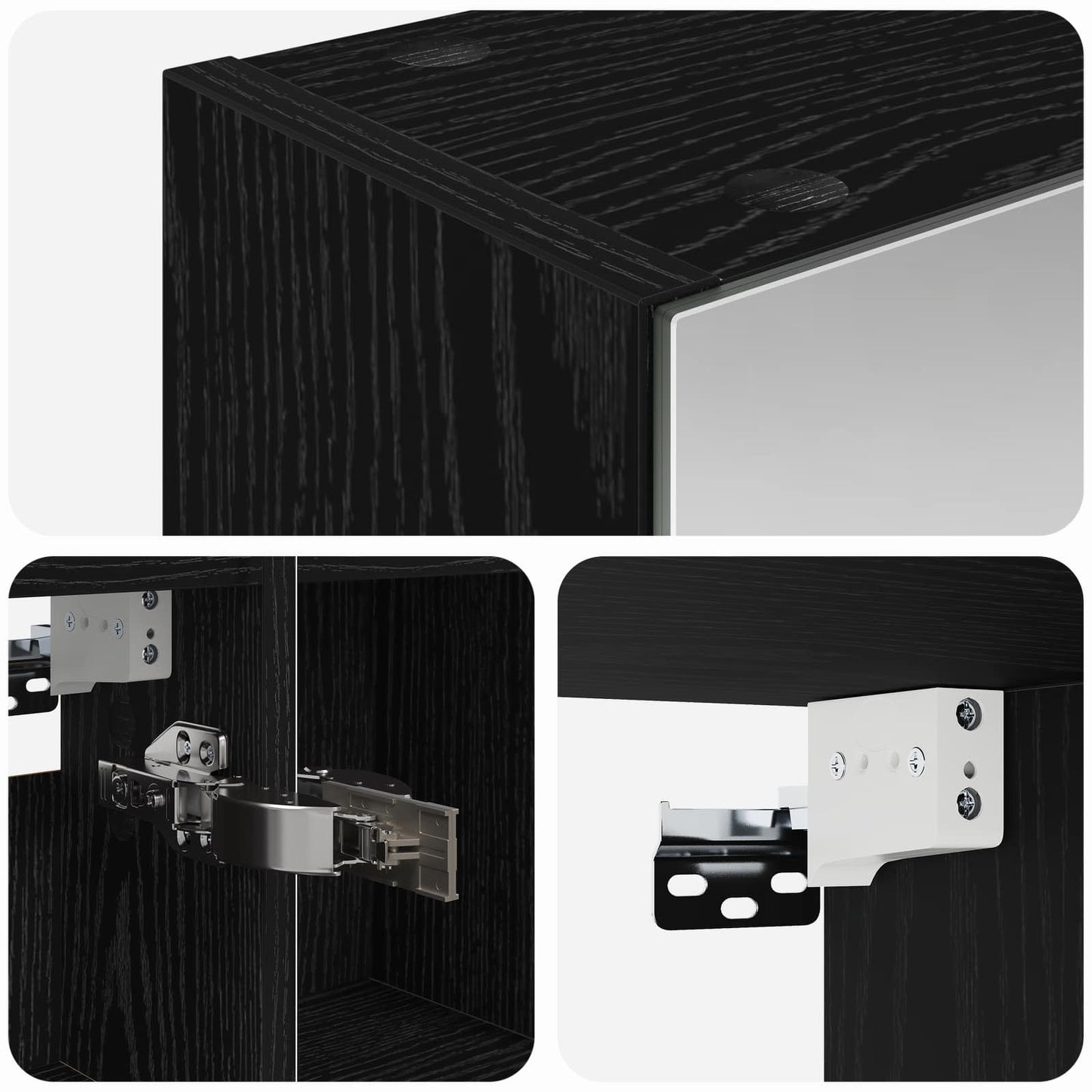 Bathroom Mirror Cabinet with Shelf Black Oak 80 x 14.5 x 70 cm