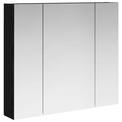 Bathroom Mirror Cabinet with Shelf Black Oak 80 x 14.5 x 70 cm