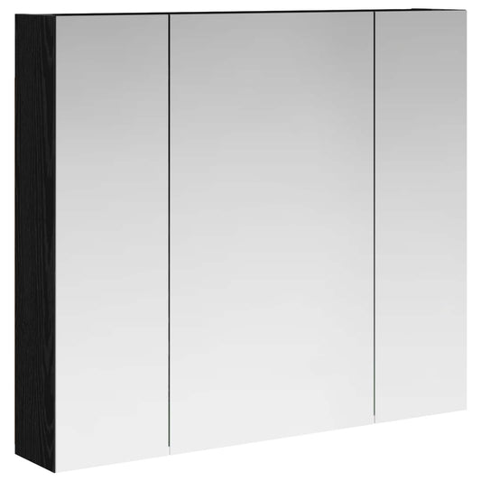 Bathroom Mirror Cabinet with Shelf Black Oak 80 x 14.5 x 70 cm