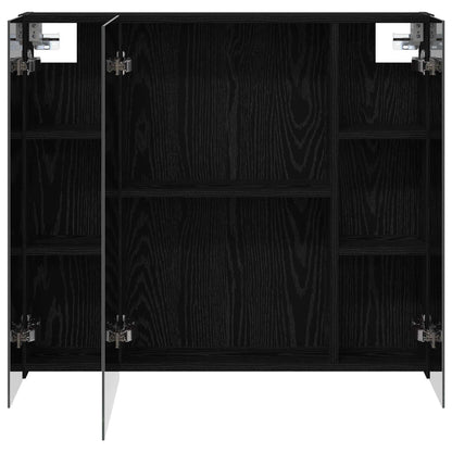 Bathroom Mirror Cabinet with Shelf Black Oak 80 x 14.5 x 70 cm