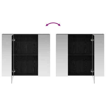 Bathroom Mirror Cabinet with Shelf Black Oak 80 x 14.5 x 70 cm
