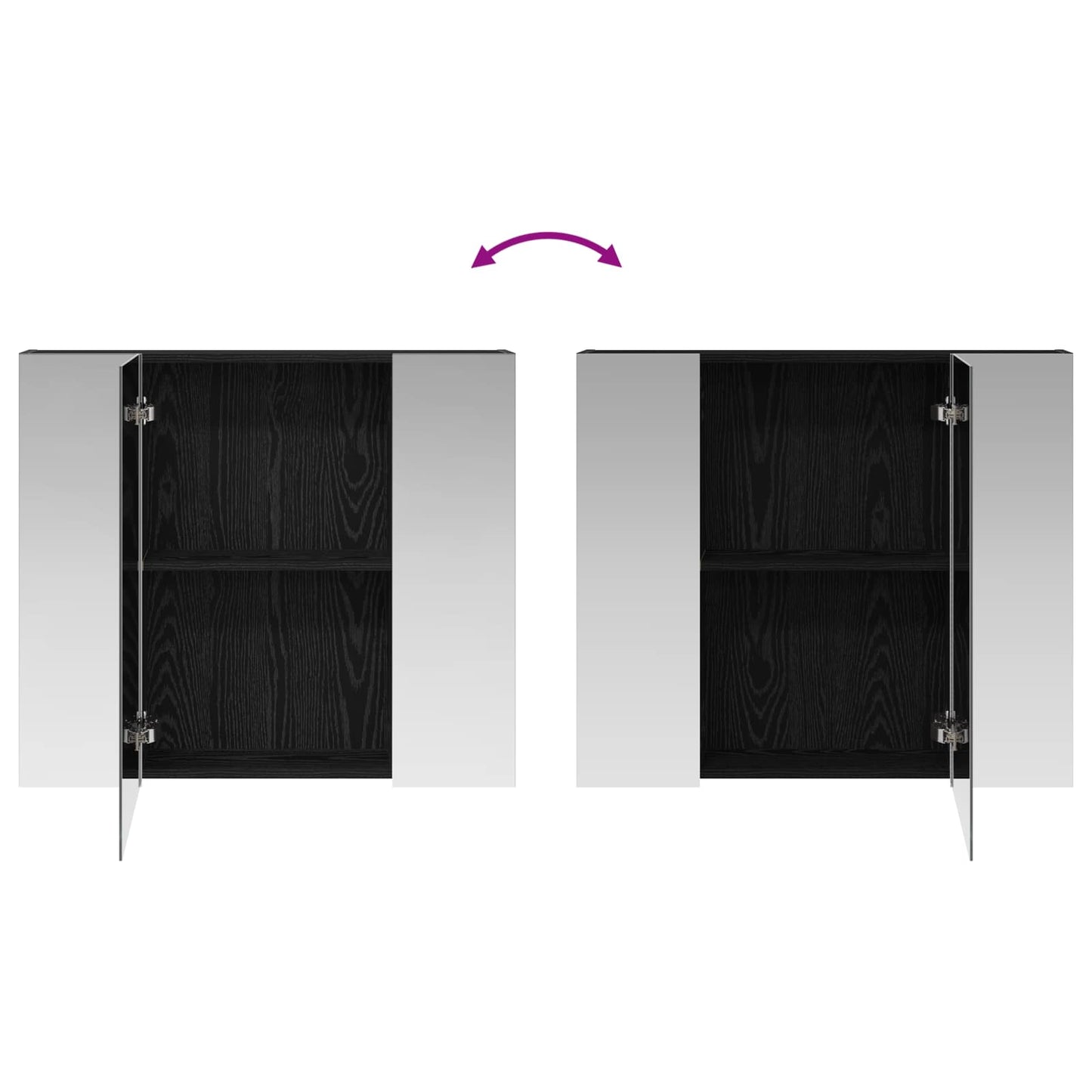 Bathroom Mirror Cabinet with Shelf Black Oak 80 x 14.5 x 70 cm