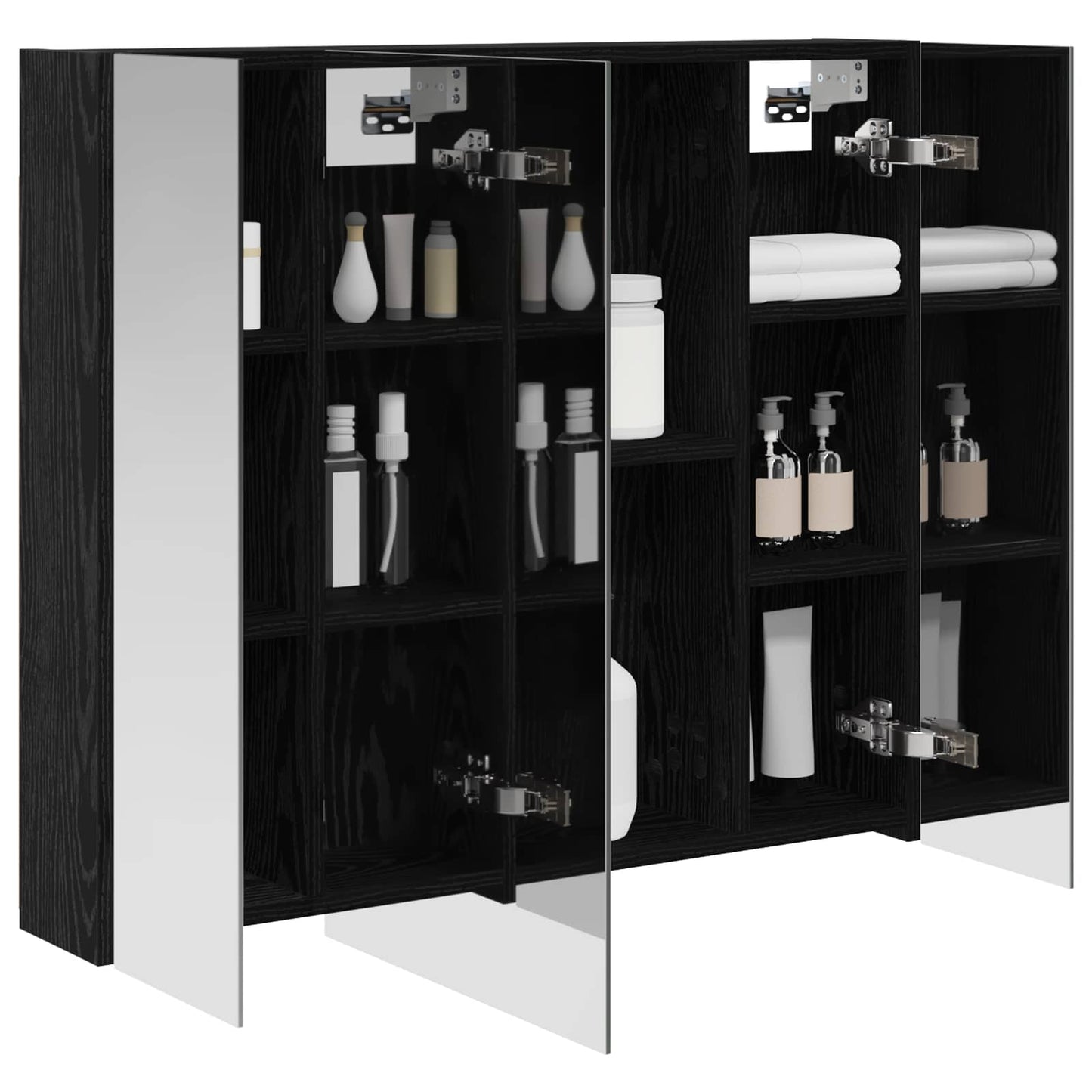 Bathroom Mirror Cabinet with Shelf Black Oak 80 x 14.5 x 70 cm