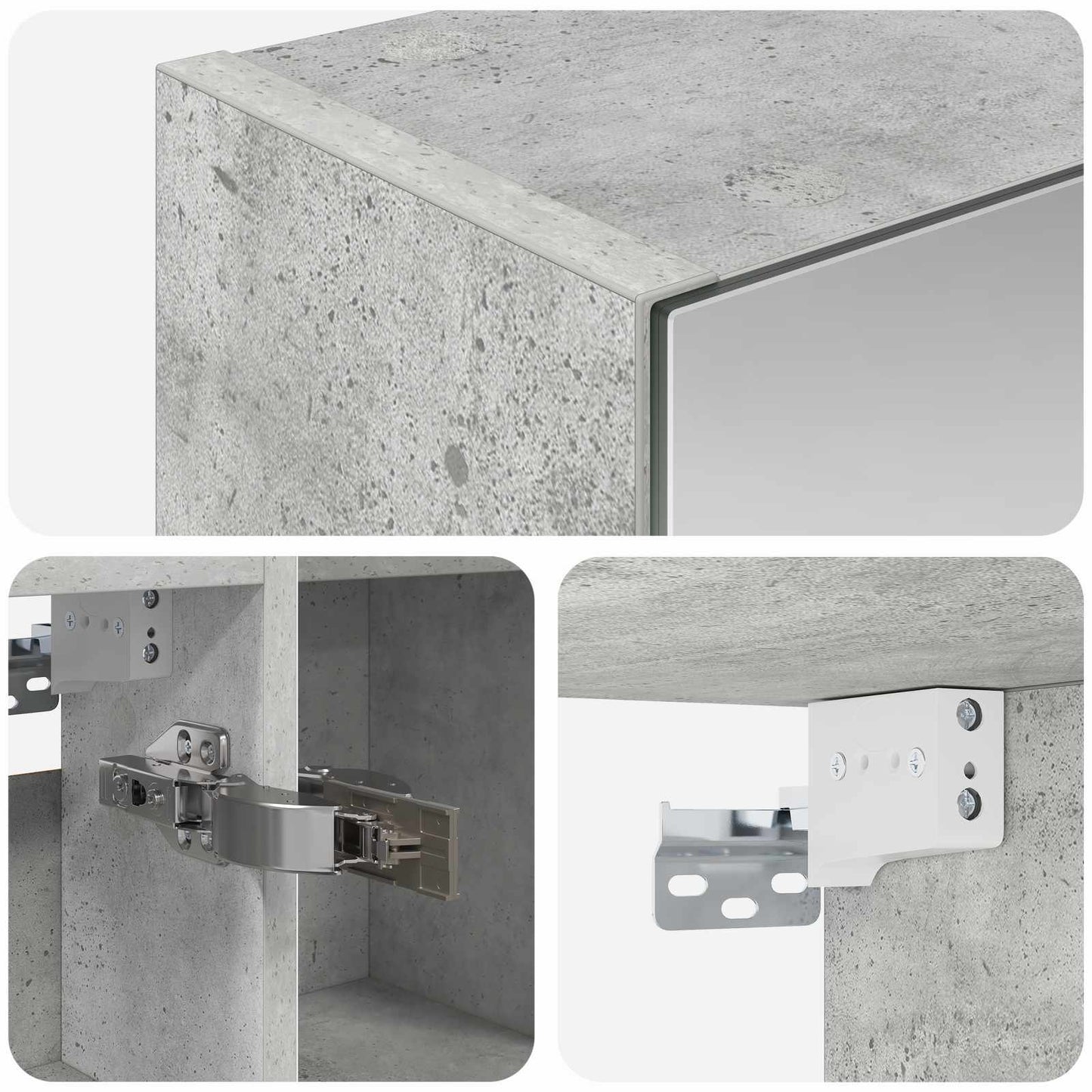 Bathroom Mirror Cabinet Concrete Grey 80 x 14.5 x 70 cm