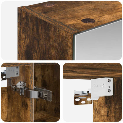 Bathroom Mirror Cabinet with Shelf Smoked Oak 80 x 14.5 x 70 cm
