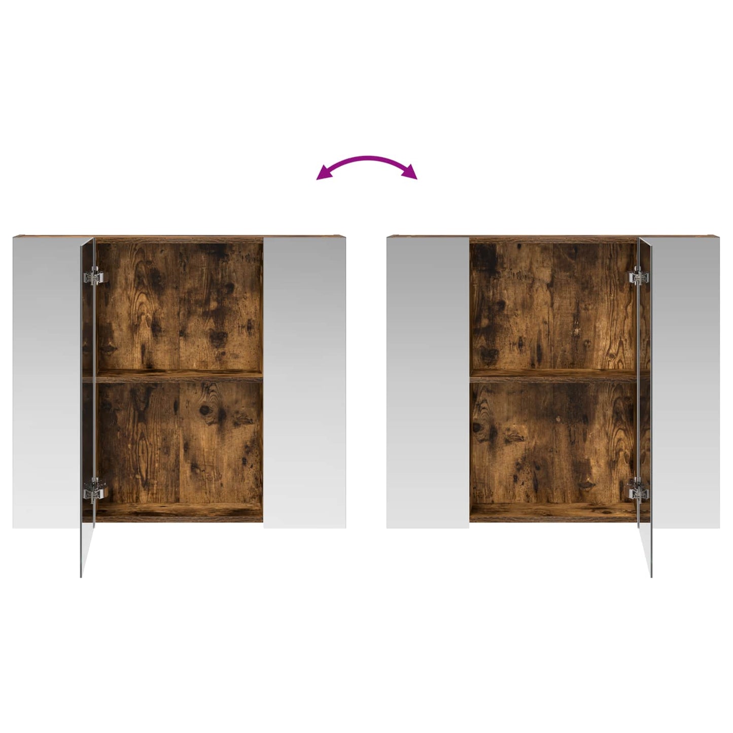 Bathroom Mirror Cabinet with Shelf Smoked Oak 80 x 14.5 x 70 cm