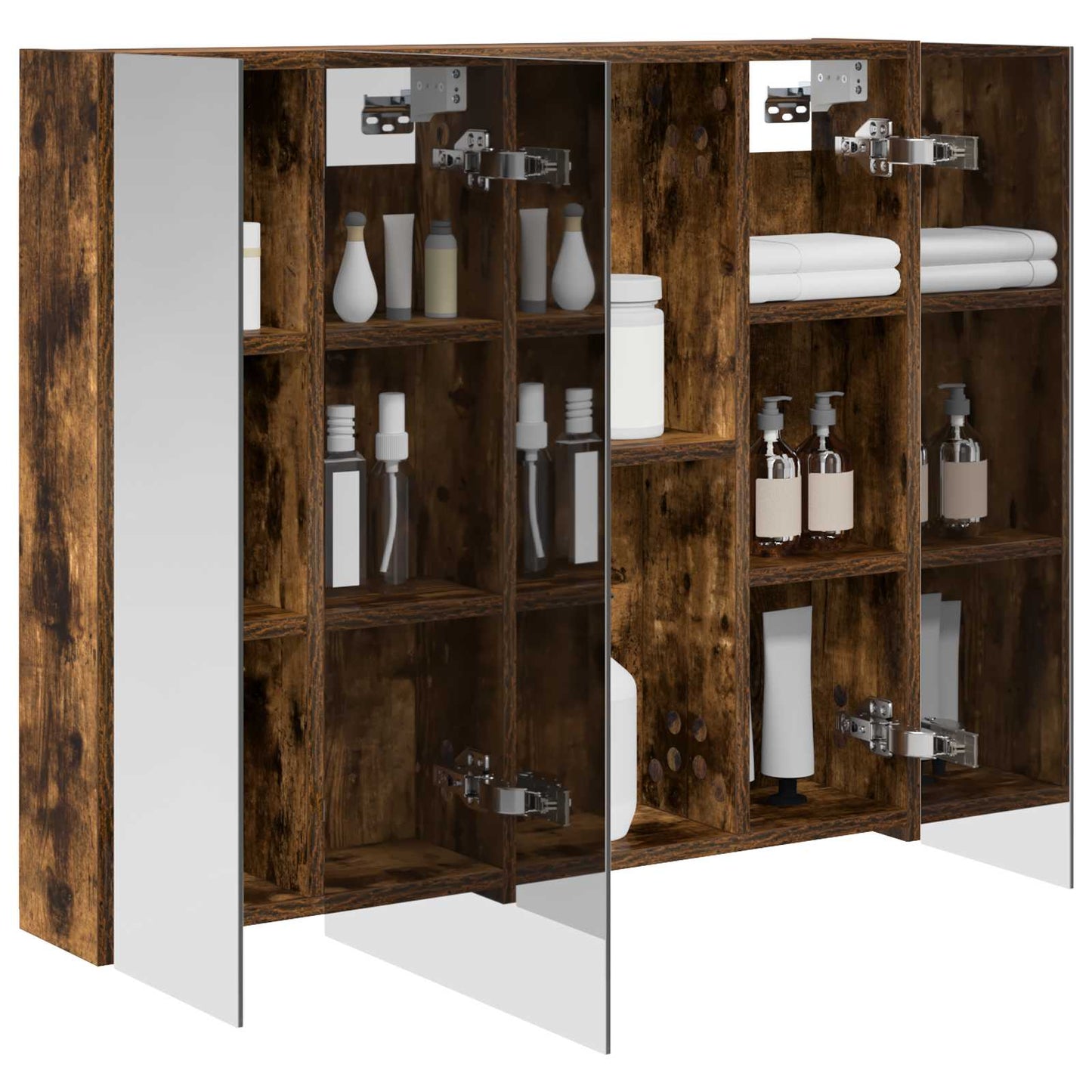 Bathroom Mirror Cabinet with Shelf Smoked Oak 80 x 14.5 x 70 cm