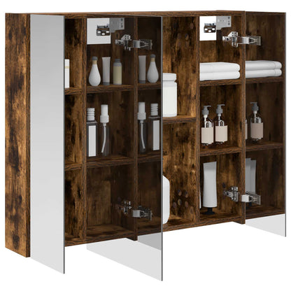 Bathroom Mirror Cabinet with Shelf Smoked Oak 80 x 14.5 x 70 cm