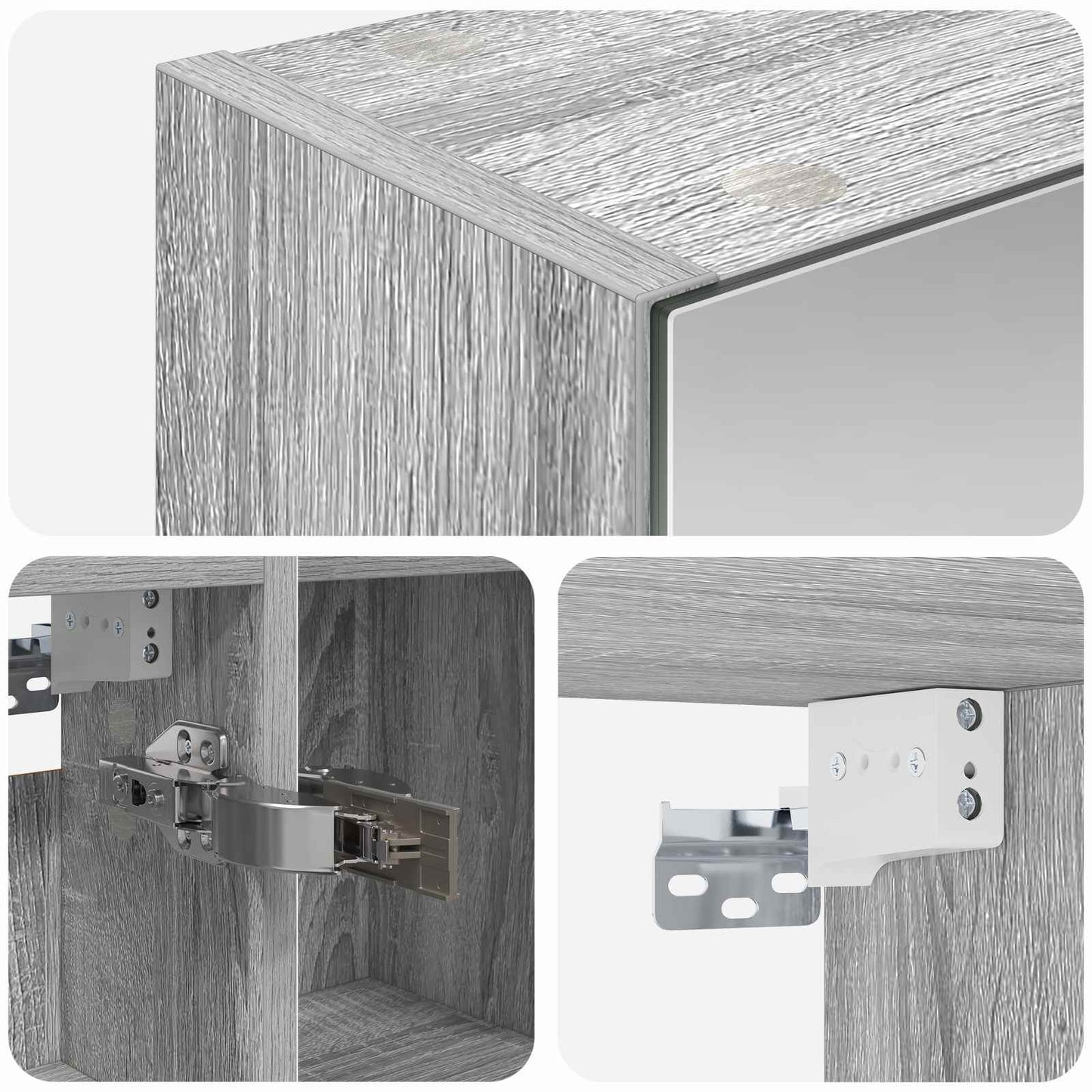 Bathroom Mirror Cabinet with Door Grey Sonoma 80 x 14.5 x 70 cm